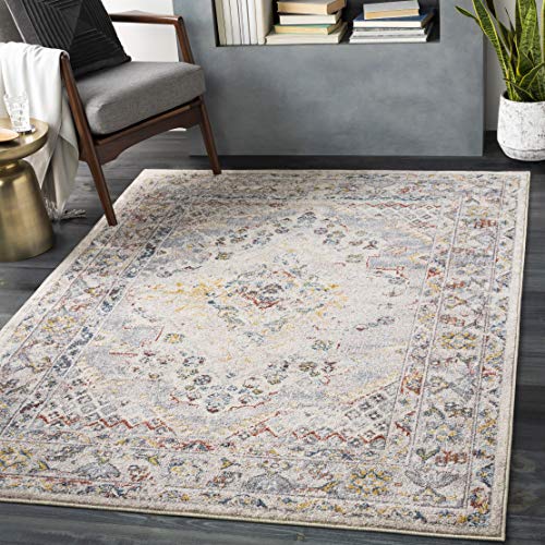 Surya Casablanca Vintage Teppich groß - Teppiche Wohnzimmer, Esszimmer, Flur, Carpet Living Room - Orientalischer Teppich Boho Style - Bunter Muster, Taupe, Gray, Charcoal, Cream, Mustard, 160x213cm von Surya