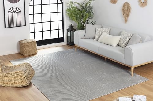 Surya Chicago Teppich Läufer Wohnzimmer, Esszimmer - Moderne Boho Teppich Geometrisches Muster - Weicher Skandinavisch Wohnzimmerteppich Orientalisch - Läufer Flur 80x150cm Groß Teppich Grau von Surya