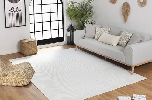 Surya Chicago Teppich Läufer Wohnzimmer, Esszimmer - Moderne Boho Teppich Geometrisches Muster - Weicher Skandinavisch Wohnzimmerteppich Orientalisch - Läufer Flur 80x150cm Groß Teppich Weiss von Surya