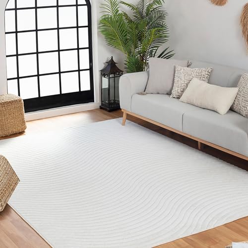 Surya Chicago Teppich Schlafzimmer, Wohnzimmer, Esszimmer, Flur - Moderne Boho Teppich Geometrisches Muster - Weicher Skandinavisch Wohnzimmerteppich Orientalisch - Carpet 200x275cm Groß Teppich Weiss von Surya