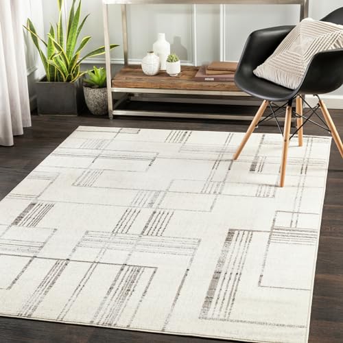 Surya Lubbock Teppich Wohnzimmer Modern – Abstrakt Design in Marmor Optik für Esszimmer, Schlafzimmer, Wohnzimmerteppich – weicher Marmor Teppich Groß 200x274cm Carpet, Teppich Elfenbein von Surya