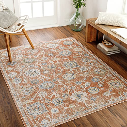 Surya Dakar Teppich waschbar in Waschmaschine - Vintage Boho Teppich Wohnzimmer, Esszimmer, Küche - Traditionelle Teppiche, Orientalischer Style, Teppich Groß 120x170cm Braun von Surya