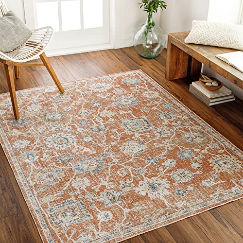 Surya Dakar Teppich waschbar in Waschmaschine - Vintage Teppich waschbar für Wohnzimmer, Esszimmer, Küche - Traditionelle Teppiche, Orientalischer Boho Teppich, Teppich Groß 160x213cm in Braun von Surya