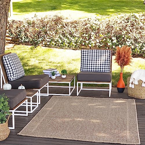 Livabliss Darwin Outdoor Teppich - Wetterfest für Balkon, Terrasse, Garten, Küche - 117x166 cm - Boho Style - Dunkelbeige und Schwarz Livabliss Darwin Outdoor Teppich - Wetterfest für Balkon, Terrasse, Garten, Küche - 117x166 cm - Boho Style - Dunkelbeige und Schwarz von Livabliss