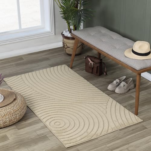 Livabliss Outdoor Teppich wetterfest, Denver - In und Outdoor Teppich für Balkon 80x150 cm, Terrasse, Garten, Küche - Outdoor Teppich Boho Style, Teppich für draußen - Teppich Sesam von Livabliss