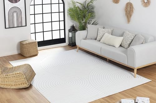 Surya Denver Teppich Schlafzimmer, Wohnzimmer, Esszimmer, Flur - Moderne Boho Teppich Geometrisches Muster - Weicher Skandinavisch Wohnzimmerteppich Orientalisch - Carpet 120x170cm Groß Teppich Weiss von Surya