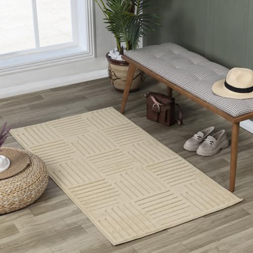 Livabliss Outdoor Teppich wetterfest, Detroit - In und Outdoor Teppich für Balkon 80x150 cm, Terrasse, Garten, Küche - Outdoor Teppich Boho Style, Teppich für draußen - Teppich Sesam von Livabliss