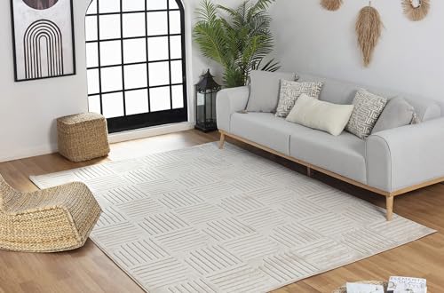 Surya Detroit Teppich Schlafzimmer, Wohnzimmer, Esszimmer, Flur - Moderne Boho Teppich Geometrisches Muster - Weicher Skandinavisch Wohnzimmerteppich Orientalisch - Carpet 200x275cm Groß Teppich Beige von Surya