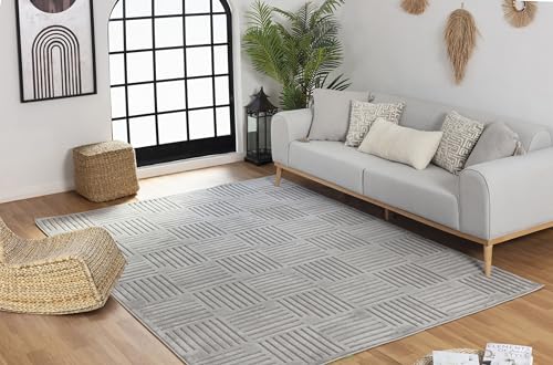 Surya Detroit Teppich Schlafzimmer, Wohnzimmer, Esszimmer, Flur - Moderne Boho Teppich Geometrisches Muster - Weicher Skandinavisch Wohnzimmerteppich Orientalisch - Carpet 200x275cm Groß Teppich Grau von Surya