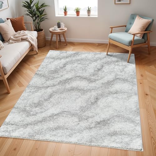 Livabliss Dili Shaggy Berber Teppich - Flauschiger Langflor Hochflor für Wohnzimmer, Esszimmer, Schlafzimmer - Groß 160x220 cm, Creme, Dunkelgrau Livabliss Dili Shaggy Berber Teppich - Flauschiger Langflor Hochflor für Wohnzimmer, Esszimmer, Schlafzimmer - Groß 160x220 cm, Creme, Dunkelgrau von Livabliss