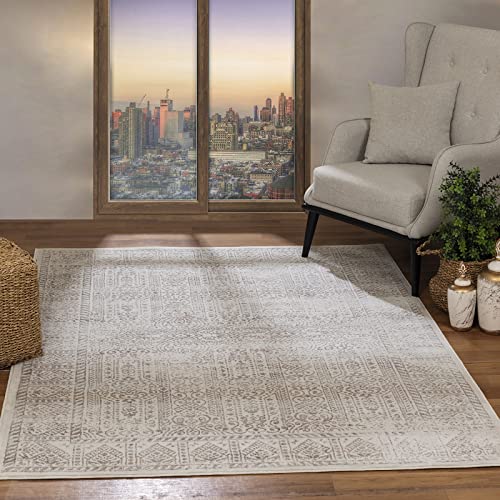 Surya Evora Vintage Teppich - Teppich Wohnzimmer, Esszimmer, Flur, Rugs Living Room - Boho Teppich Orientalisch Style, Kurzflor Carpet - Beige, Elfenbein, Grau 120x170cm von Surya