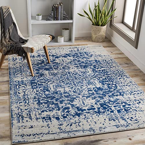 Surya Syracusa Vintage Teppich groß - Teppiche Wohnzimmer, Esszimmer, Flur, Carpet Living Room - Orientalischer Teppich Boho Style - Bunter Muster, Navy, Medium Grey, Light Beige 120x170cm von Artistic Weavers