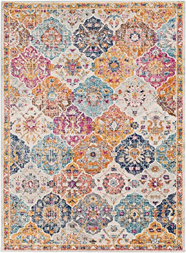 Surya Sicily Vintage Teppich groß - Teppiche Wohnzimmer, Esszimmer, Flur, Carpet Living Room - Orientalischer Teppich Boho Style - Bunter Muster, Mustard, Burnt Orange, Navy, burgundy, Teal 120x170cm von Surya