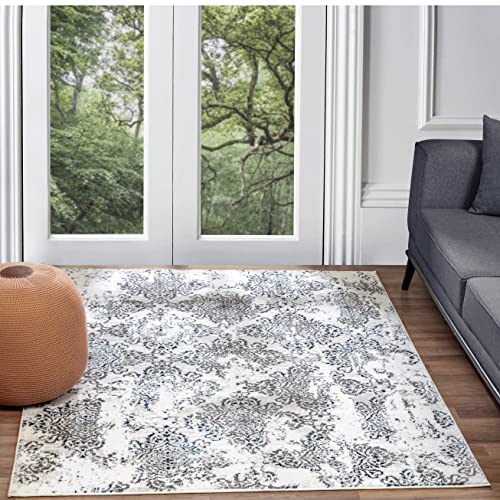 Surya Harstad Vintage Teppich - Teppich Wohnzimmer, Esszimmer, Flur, Rugs Living Room - Boho Teppich Orientalisch Style, Kurzflor Carpet - Grau und Blau 200x275cm von Surya