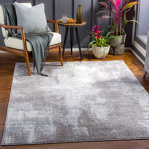 Surya Helsinki Teppich Schlafzimmer, Wohnzimmer, Esszimmer, Flur - Moderne Boho Teppich Geometrisches Muster - Weicher Skandinavisch Wohnzimmerteppich Taupe, Anthrazit - Carpet 200x275cm Groß Teppich von Surya