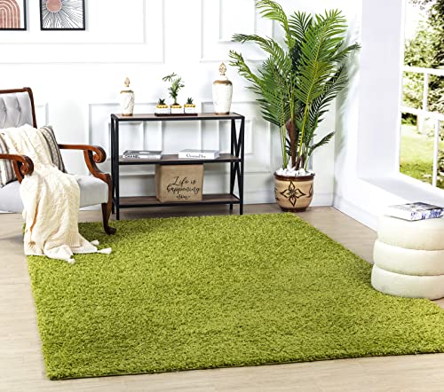 Surya Home Flauschiger Teppich - Shaggy Teppich für Wohnzimmer,Schlafzimmer, Esszimmer, Berber Abstrakter Langflor Hochflor Teppich Weiss flauschig - Teppich Groß 100x200cm Carpet in Grün von Surya