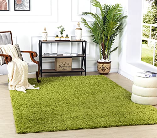 Surya Home Flauschiger Teppich - Shaggy Teppich für Wohnzimmer,Schlafzimmer, Esszimmer, Berber Abstrakter Langflor Hochflor Teppich Weiss flauschig - Teppich Groß 160x220cm Carpet in Grün von Surya