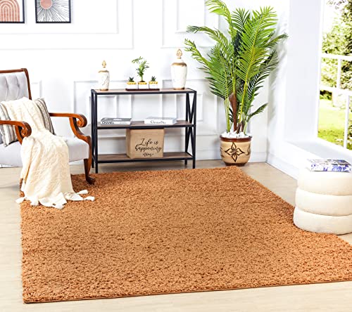 Surya Home Flauschiger Teppich - Shaggy Teppich für Wohnzimmer,Schlafzimmer, Esszimmer, Berber Abstrakter Langflor Hochflor Teppich Weiss flauschig - Teppich Groß 100x200cm Carpet in Terracotta von Surya