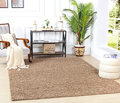 Surya Home Flauschiger Teppich - Shaggy Teppich für Wohnzimmer,Schlafzimmer, Esszimmer, Berber Abstrakter Langflor Hochflor Teppich Weiss flauschig - Teppich Groß 120x170cm Carpet in Beige von Surya