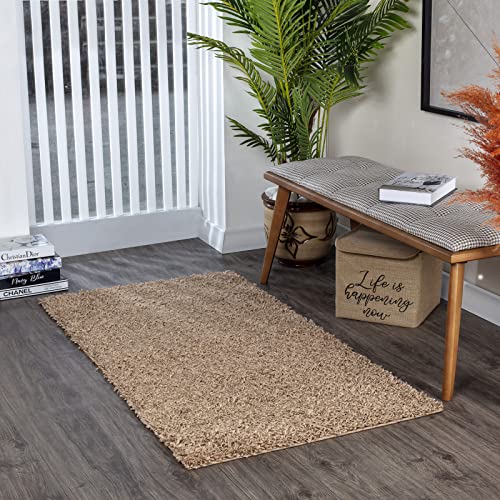 Surya Home Flauschiger Teppich Läufer - Shaggy Teppich für Wohnzimmer, Schlafzimmer, Berber Abstrakter Langflor Hochflor Teppich Beige flauschig - Teppich Läufer 80x150cm Läufer Flur in Beige von Surya