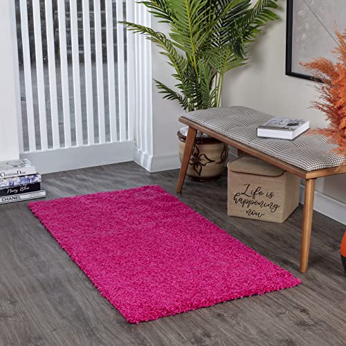 Surya Home Flauschiger Teppich - Shaggy Teppich für Wohnzimmer,Schlafzimmer, Esszimmer, Berber Abstrakter Langflor Hochflor Teppich Weiss flauschig - Teppich Groß 100x200cm Carpet in Pink von Surya