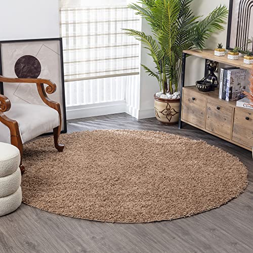 Surya Home Shaggy Berber Teppich - Flauschiger Teppich für Wohnzimmer, Esszimmer, Schlafzimmer, Langflor Hochflor Teppich flauschig - Teppich groß 120 cm Rund, Wohnzimmerteppich in Hellbeige Surya Home Shaggy Berber Teppich - Flauschiger Teppich für Wohnzimmer, Esszimmer, Schlafzimmer, Langflor Hochflor Teppich flauschig - Teppich groß 120 cm Rund, Wohnzimmerteppich in Hellbeige von Livabliss