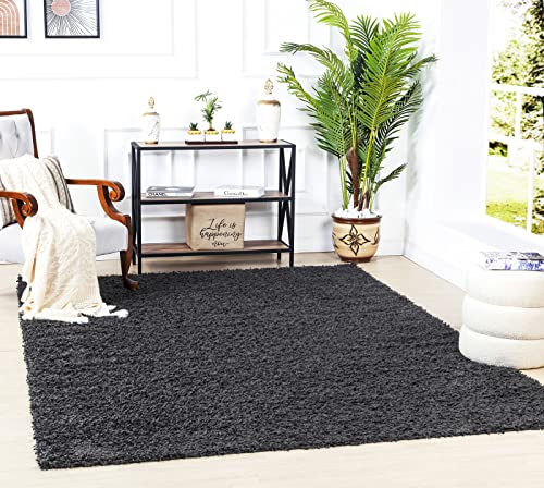 Surya Home Flauschiger Teppich - Shaggy Teppich für Wohnzimmer,Schlafzimmer, Esszimmer, Berber Abstrakter Langflor Hochflor Teppich Weiss flauschig - Teppich Groß 120x170cm Carpet in Dunkel Grau von Surya