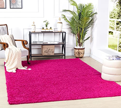 Surya Home Flauschiger Teppich - Shaggy Teppich für Wohnzimmer,Schlafzimmer, Esszimmer, Berber Abstrakter Langflor Hochflor Teppich Weiss flauschig - Teppich Groß 160x220cm Carpet in Pink von Surya