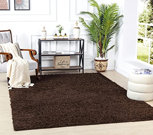 Surya Home Shaggy Berber Teppich - Flauschiger Teppich für Wohnzimmer, Esszimmer, Schlafzimmer, Langflor Hochflor Teppich flauschig - Teppich groß 200x290 cm, Wohnzimmerteppich in Braun von Livabliss