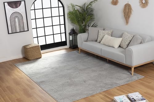 Surya Houston Teppich Schlafzimmer, Wohnzimmer, Esszimmer, Flur - Moderne Boho Teppich Geometrisches Muster - Weicher Skandinavisch Wohnzimmerteppich Orientalisch - Carpet 120x170cm Groß Teppich Grau von Surya