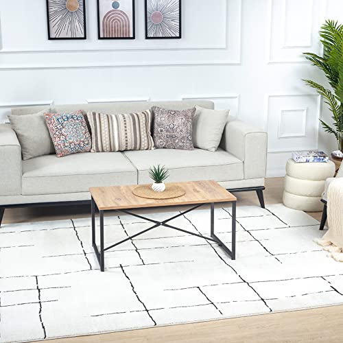 Surya Kalix Wohnzimmer Teppich modern – Abstrakt Design in Marmor Optik für Wohnzimmer 200x275 cm, Esszimmer, Schlafzimmer - Marmor Teppich groß, weicher Teppich Kurzflor in Grau, Schwarz und Creme von Livabliss