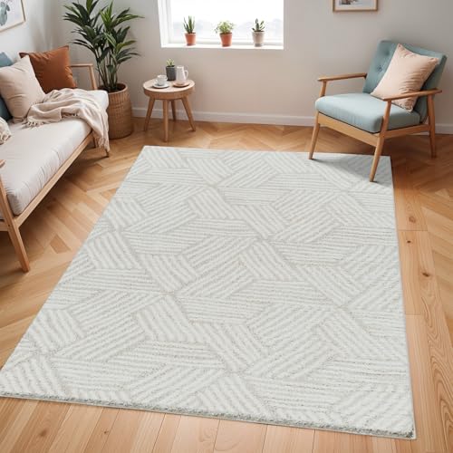 Livabliss Kapan Shaggy Berber Teppich - Flauschiger Teppich groß für Wohnzimmer, Esszimmer, Schlafzimmer, Langflor Hochflor Teppiche flauschig - 200x275 cm, Wohnzimmerteppich in Creme und Hellbeige von Livabliss