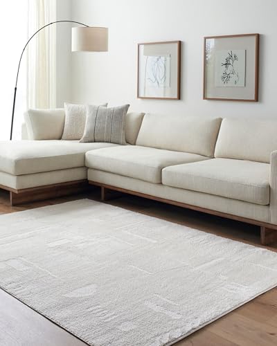 Surya Kobe Teppich Wohnzimmer Modern – Abstrakt Design in Marmor Optik für Wohnzimmer, Esszimmer, Schlafzimmer – weicher Marmor Teppich, Kurzflor Teppich groß 200x275cm in Creme von Surya