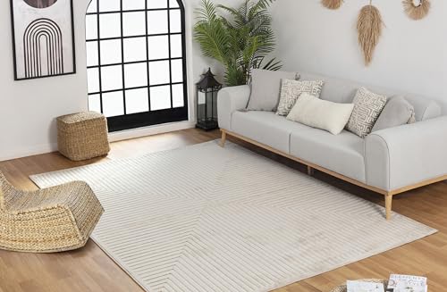 Surya Lenox Teppich Schlafzimmer, Wohnzimmer, Esszimmer, Flur - Moderne Boho Teppich Geometrisches Muster - Weicher Skandinavisch Wohnzimmerteppich Orientalisch - Carpet 160x220cm Groß Teppich Beige von Surya