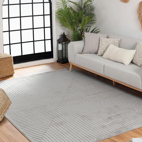 Surya Lenox Teppich Schlafzimmer, Wohnzimmer, Esszimmer, Flur - Moderne Boho Teppich Geometrisches Muster - Weicher Skandinavisch Wohnzimmerteppich Orientalisch - Carpet 160x220cm Groß Teppich Grau von Surya