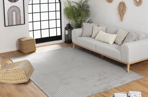 Surya Lenox Teppich Schlafzimmer, Wohnzimmer, Esszimmer, Flur - Moderne Boho Teppich Geometrisches Muster - Weicher Skandinavisch Wohnzimmerteppich Orientalisch - Carpet 160x220cm Groß Teppich Grau von Surya