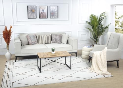 Livabliss Linkka Teppich Wohnzimmer Boho, großer Teppich Schlafzimmer 200x275 cm - Teppich für Esszimmer mit geometrischem Muster, Skandinavischer Wohnzimmerteppich modern in Creme, Orange, Braun von Livabliss