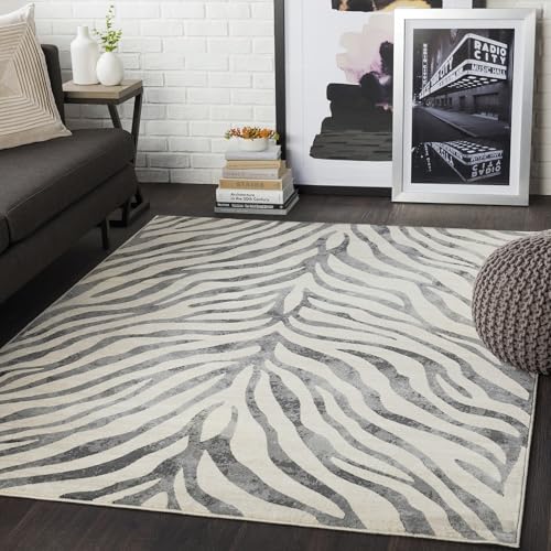 Livabliss Luanda Boho Teppich - Wohnzimmer, Schlafzimmer, Esszimmer 160x220 cm - Geometrisches Muster, Skandinavisch Modern in Grau, Schwarz und Beige von Livabliss