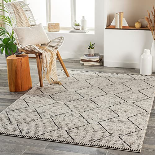 Surya Lusaka Geometrischer Teppich - Teppich modern Wohnzimmer, Esszimmer, Schlafzimmer - weicher Abstrakt Boho Teppich, Kurzflor Teppich für einfache Pflege - Teppich groß 120x170cm in Beige von Surya