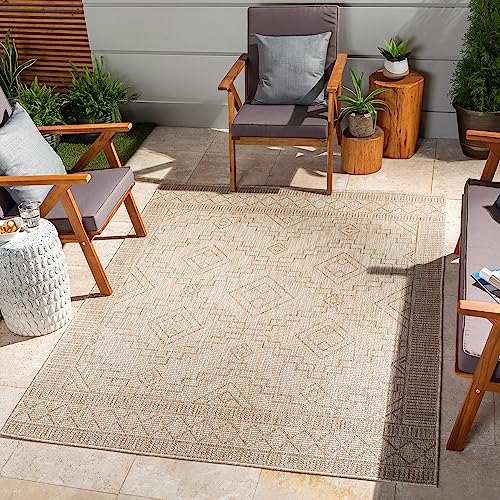 Surya Luz Teppich Schlafzimmer, Wohnzimmer, Esszimmer, Flur - Moderne Boho Teppich Geometrisches Muster - Weicher Skandinavisch Wohnzimmerteppich Vanille, Beige - Carpet 160x213cm Groß Teppich von Surya