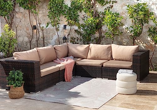 Surya Manila Outdoor-Teppich – Moderne Teppiche, Indoor-Outdoor-Teppiche für Garten, Terrasse, Gartenteppich – Boho-Teppich, Außenteppich, leicht zu reinigender Gartenteppich – große Bodenteppiche 160 von Surya