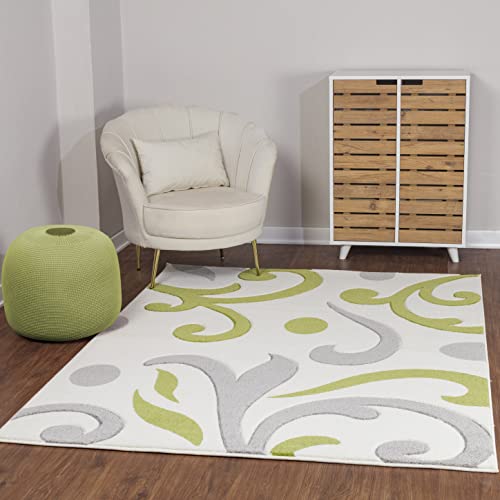 Surya Marseille Abstract Rug - Modern Style Area Rugs Living Room, Dining Room, Soft Rugs for Bedroom - Abstract Rug with Medium Pile for Easy Care - Large Rug 160x213cm, White and Green Rug von Surya