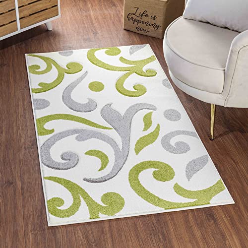 Surya Marseille Teppich Läufer Modern – Abstrakt Design in Marmor Optik für Esszimmer, Schlafzimmer, Wohnzimmerteppich – weicher Marmor Teppich Groß 80x150cm Weiß, Grau von Surya