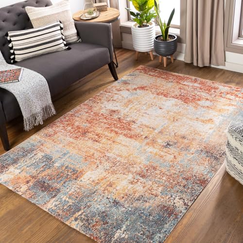 Surya Mijek Teppich Schlafzimmer, Wohnzimmer, Esszimmer, Flur - Moderne Boho Teppich Geometrisches Muster - Weicher Skandinavisch Wohnzimmerteppich Rost, Grau - Carpet 120x170cm Groß Teppich von Surya