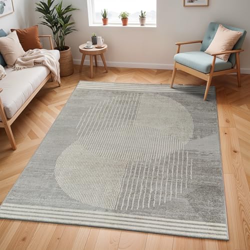 Surya Mombasa Teppich Wohnzimmer Boho, großer Teppich Schlafzimmer 200x274 cm - Teppich für Esszimmer mit geometrischem Muster, Skandinavischer Wohnzimmerteppich modern in Grau, Creme, Holzkohle von Livabliss