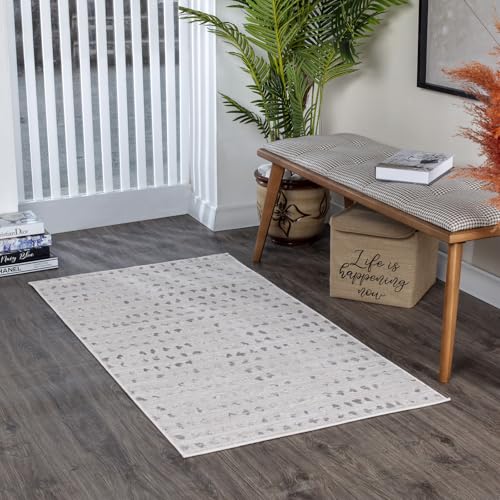 Livabliss Nador Teppich Läufer Modern - Abstrakt Design in Marmor Optik für Wohnzimmer, Esszimmer, Schlafzimmer - 80x150 cm, Kurzflor, Beige, Elfenbein von Livabliss