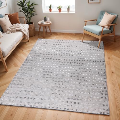 Livabliss Nador Wohnzimmer Teppich modern – Abstrakt Design in Marmor Optik für Wohnzimmer 160x213 cm, Esszimmer, Schlafzimmer - Marmor Teppich groß, weicher Teppich Kurzflor in Beige, Elfenbein von Livabliss