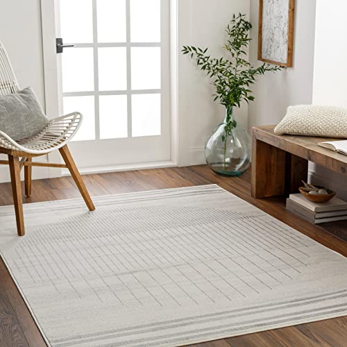 Livabliss Nairobi Wohnzimmer Boho, großer Schlafzimmer 200x274 cm - für Esszimmer mit geometrischem Muster, Skandinavischer Wohnzimmer modern in Elfenbein, Creme, Silber von Livabliss