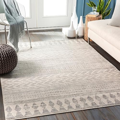 Surya Oslo Teppich Schlafzimmer, Wohnzimmer, Esszimmer, Flur - Moderne Boho Teppich Geometrisches Muster - Weicher Skandinavisch Wohnzimmerteppich Grau, Beige - Carpet 140x200cm Groß Teppich von Surya