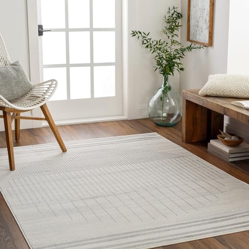 Surya Nairobi Geometrischer Teppich - Teppich modern Wohnzimmer, Esszimmer, Schlafzimmer - weicher Abstrakt Boho Teppich, Kurzflor Teppich für einfache Pflege - Teppich groß 160x216cm Braun und Creme von Surya